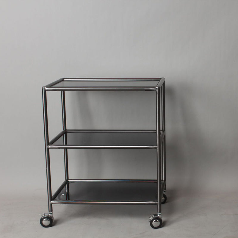 Rectangular Glass Shelf Included Side Table with Casters - 22"/23.6"/25.6" H