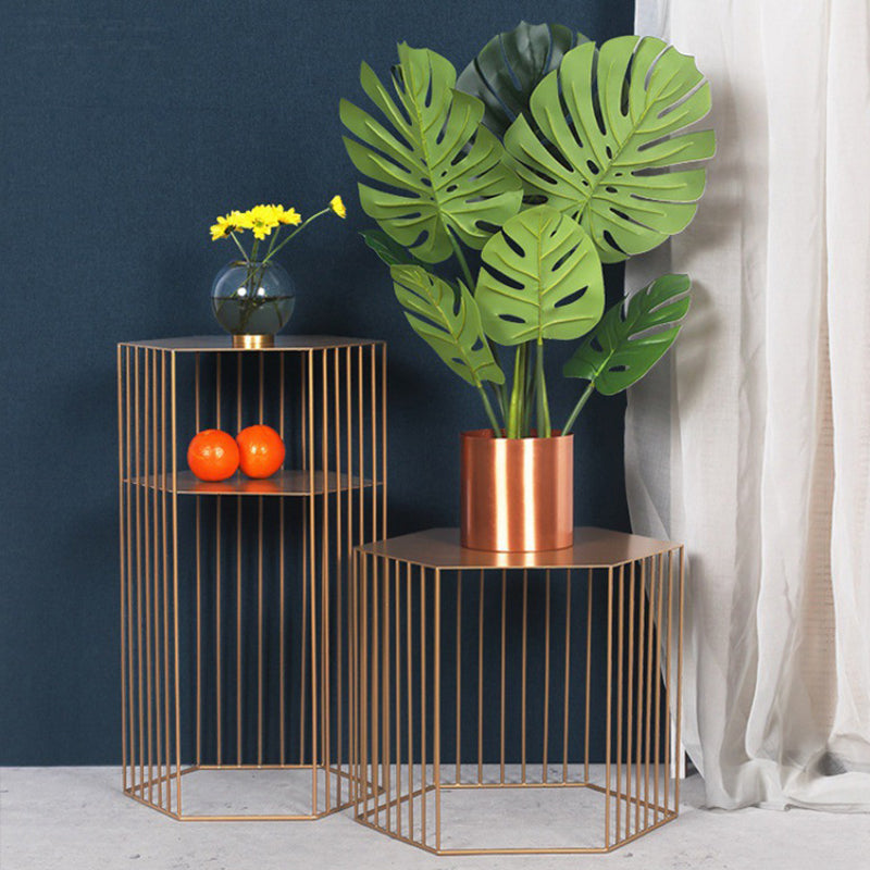 Black/white/gold Geometric Top Side Table Ironcraft Frame End Table