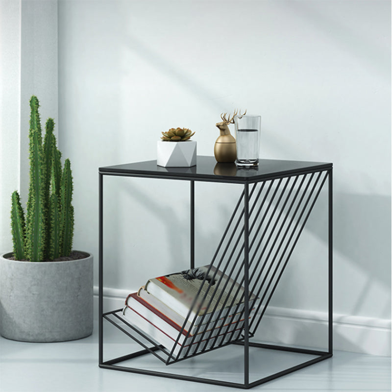 19.6" Tall Square Side Table Frame Ironcraft End Table with Magazine Holder