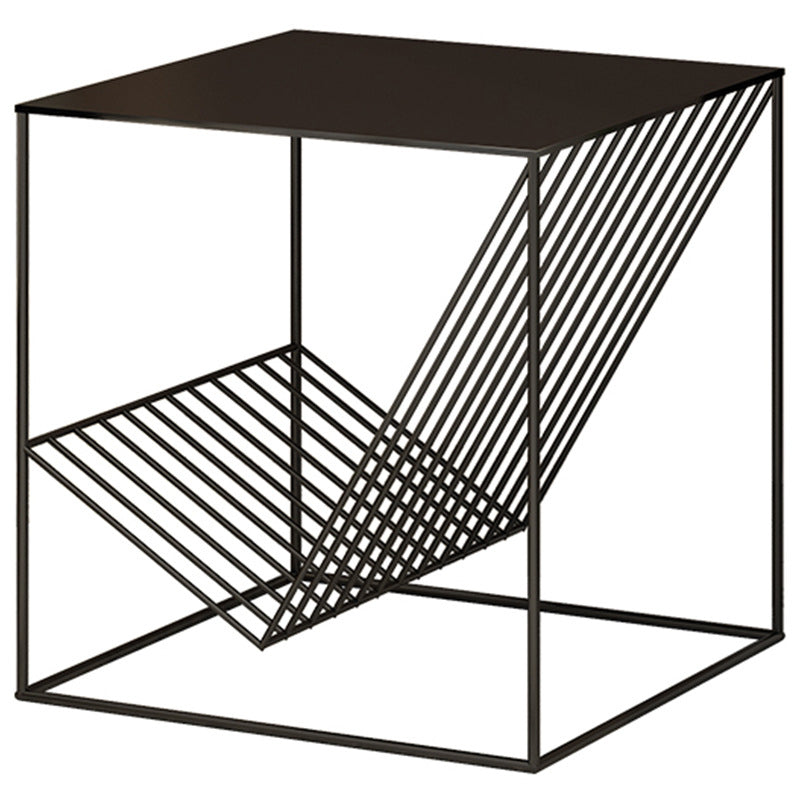 19.6" Tall Square Side Table Frame Ironcraft End Table with Magazine Holder