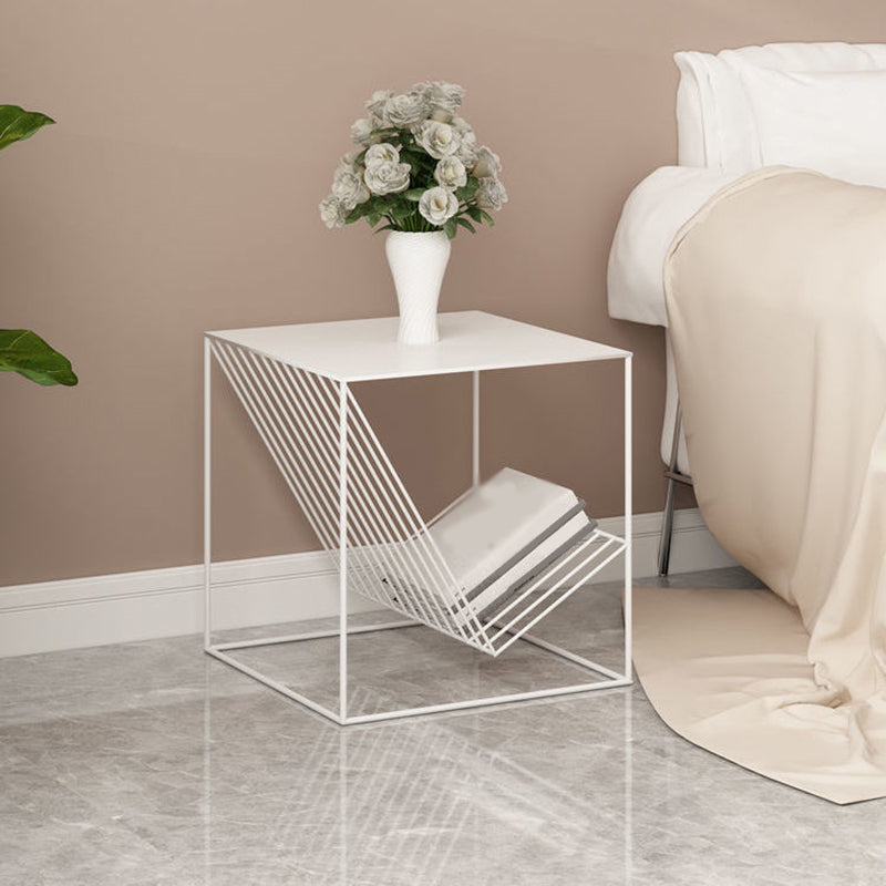 19.6" Tall Square Side Table Frame Ironcraft End Table with Magazine Holder