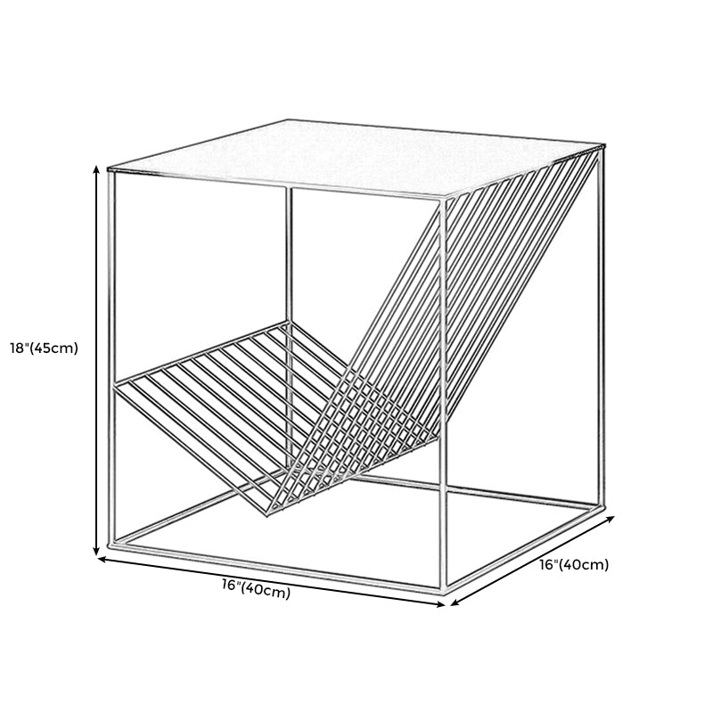 19.6" Tall Square Side Table Frame Ironcraft End Table with Magazine Holder