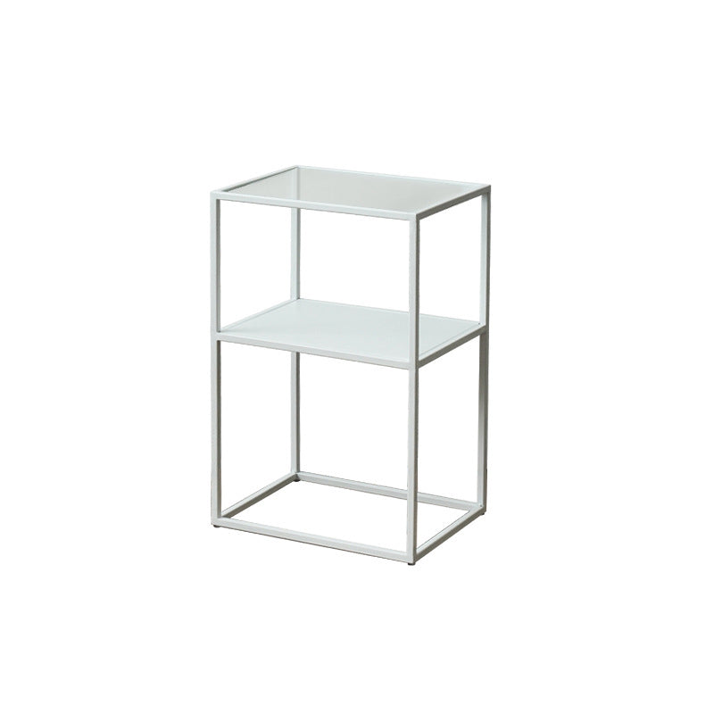 23.6" Tall Ironcraft Frame End Table Glass Rectangular Top Side Table with Shelf