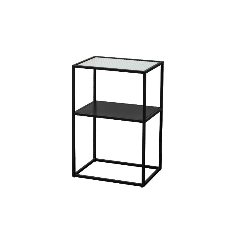 23.6" Tall Ironcraft Frame End Table Glass Rectangular Top Side Table with Shelf
