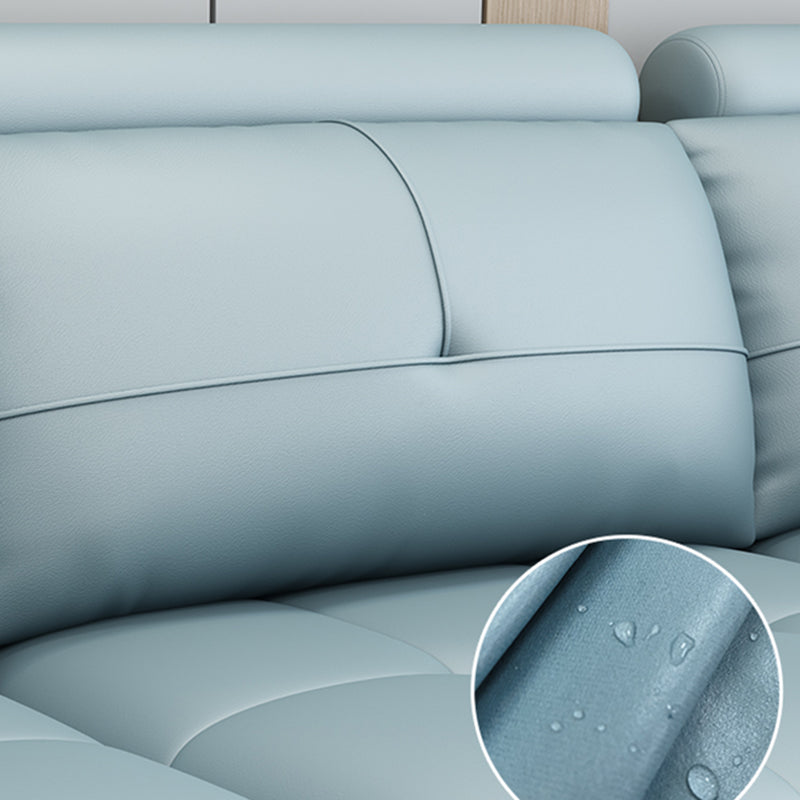 Flared Arm Sectional with Adjustable Headrest and Pocket Storage for Living Room