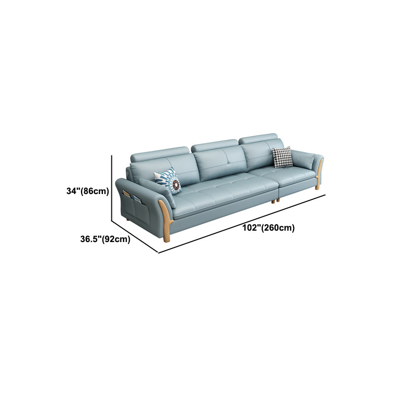 Flared Arm Sectional with Adjustable Headrest and Pocket Storage for Living Room