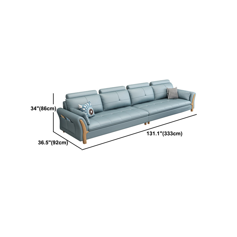 Flared Arm Sectional with Adjustable Headrest and Pocket Storage for Living Room