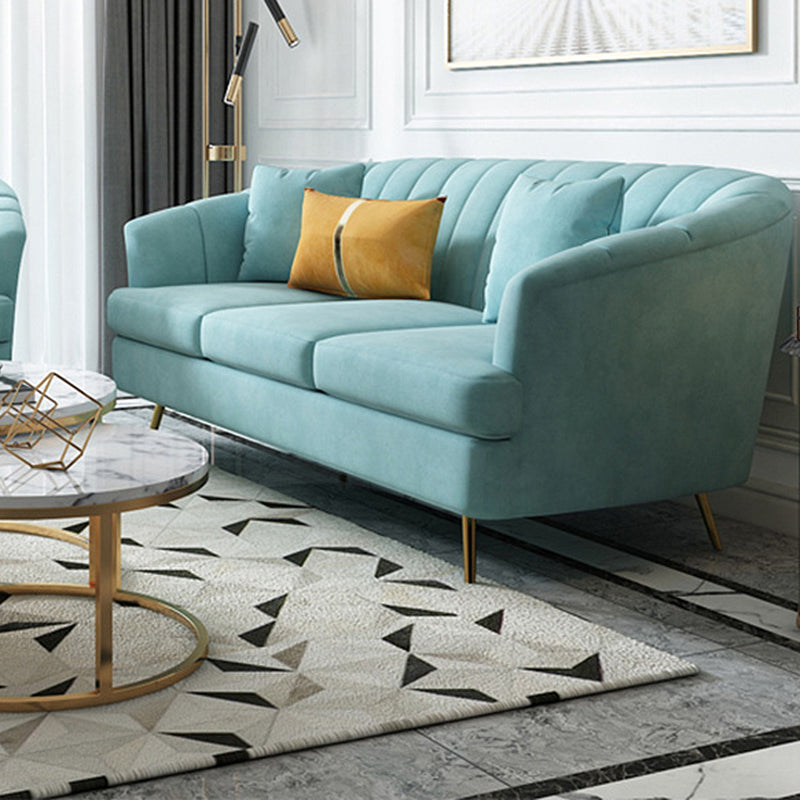 Sewn Pillow Back Sofa with Sloped Arms for Three People 31.5" High