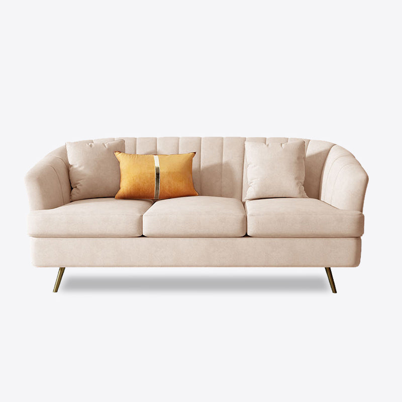 Sewn Pillow Back Sofa with Sloped Arms for Three People 31.5" High