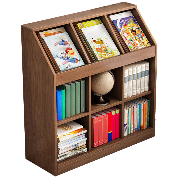 Wooden Bookshelf Modern Home Office Bookcase with Rectangle Shelves