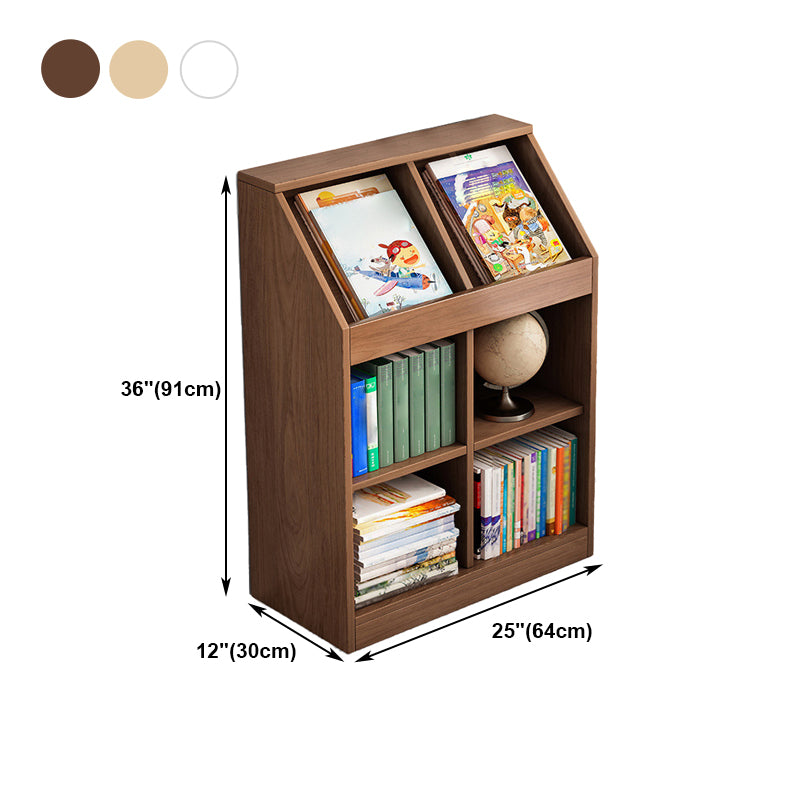 Wooden Bookshelf Modern Home Office Bookcase with Rectangle Shelves