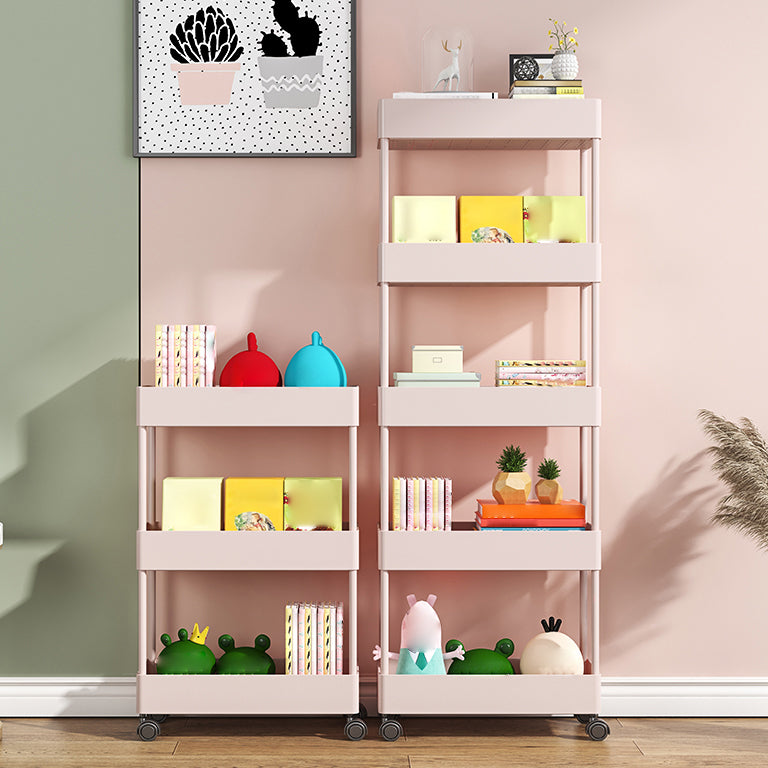 Modern Style Bookshelf Open Back Vertical Bookcase with Caster Wheels