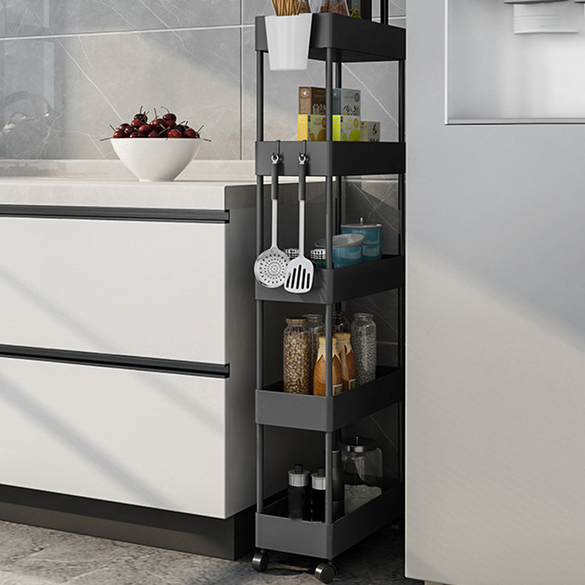 Modern Style Bookshelf Open Back Vertical Bookcase with Caster Wheels