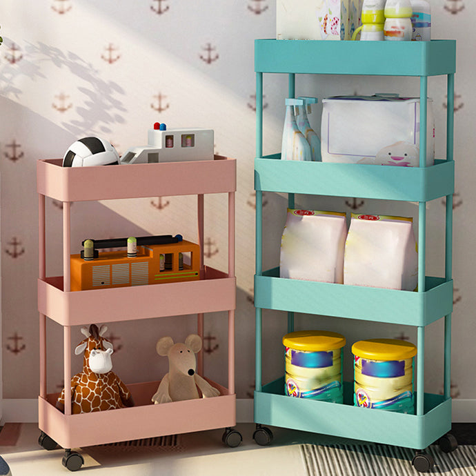 Modern Style Bookshelf Open Back Vertical Bookcase with Caster Wheels