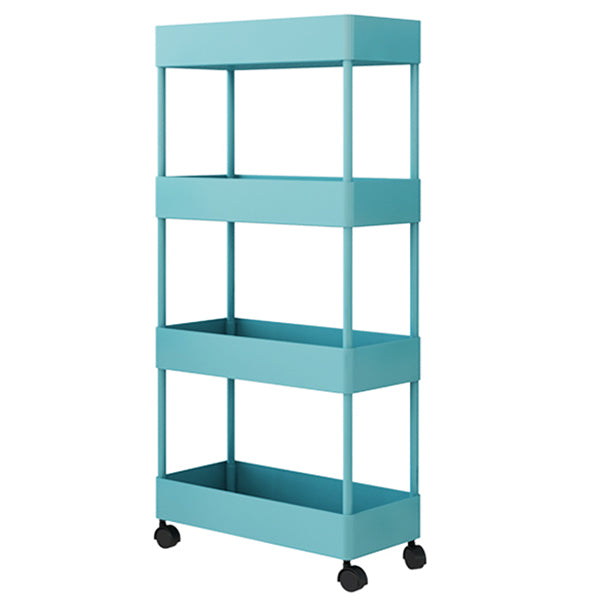 Modern Style Bookshelf Open Back Vertical Bookcase with Caster Wheels