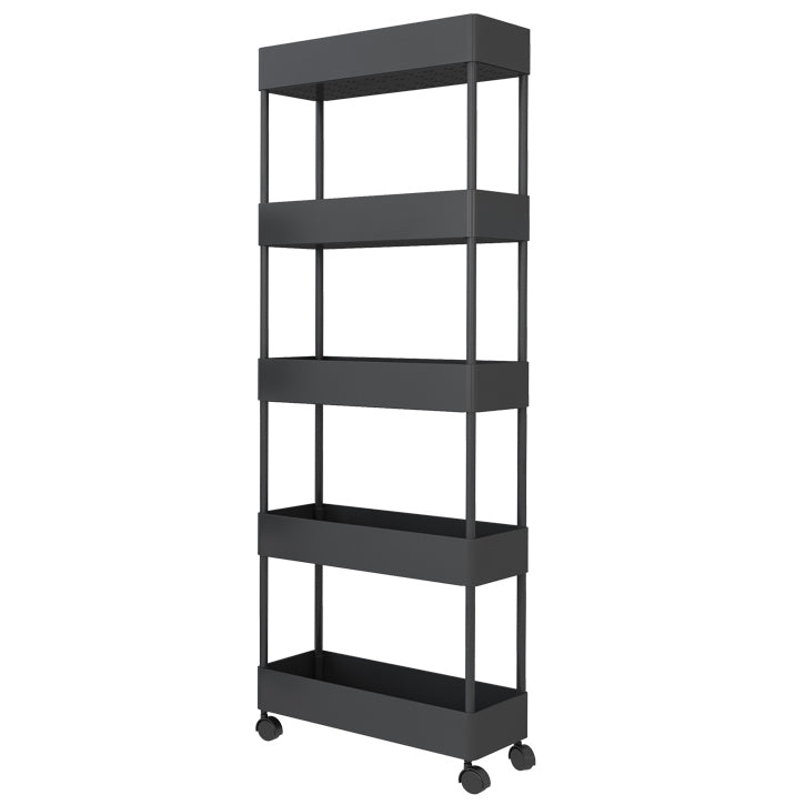 Modern Style Bookshelf Open Back Vertical Bookcase with Caster Wheels