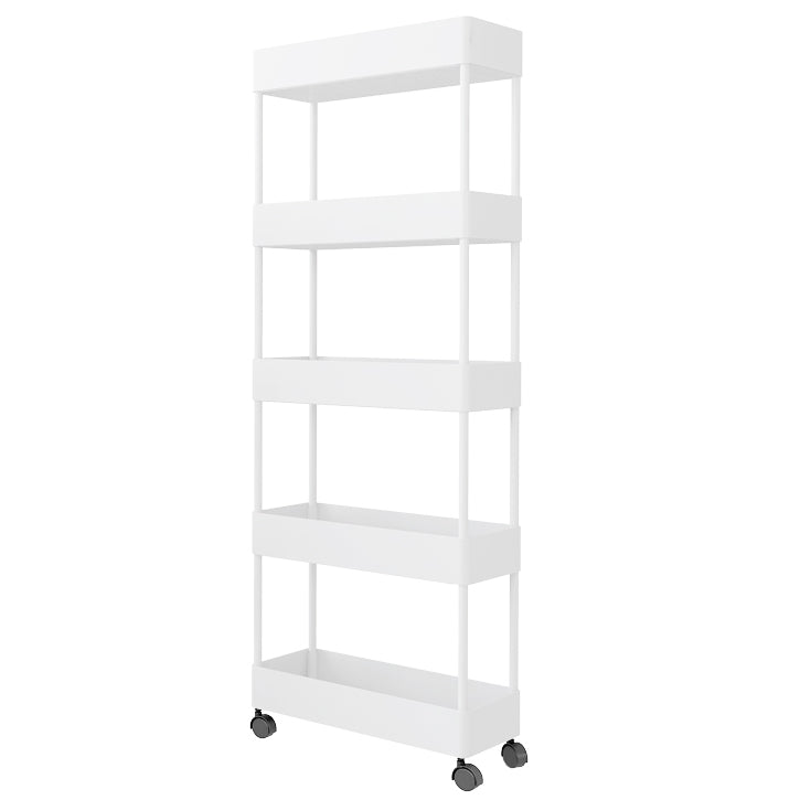 Modern Style Bookshelf Open Back Vertical Bookcase with Caster Wheels