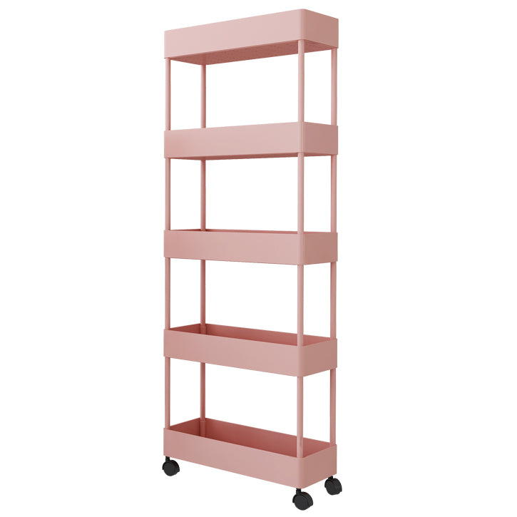 Modern Style Bookshelf Open Back Vertical Bookcase with Caster Wheels