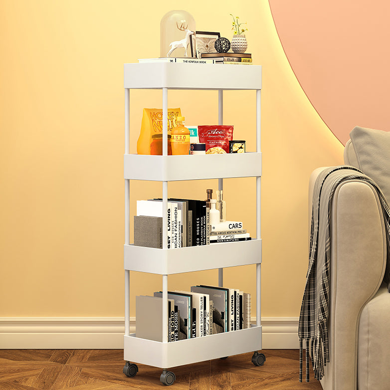 Modern Style Bookshelf Open Back Vertical Bookcase with Caster Wheels