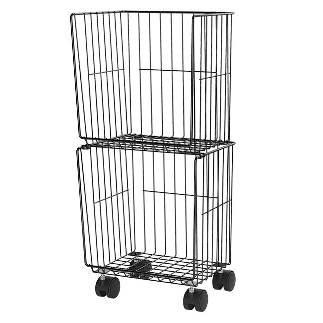 Modern Style Bookshelf Closed Back Metal Bookcase with Caster Wheels for Home Use