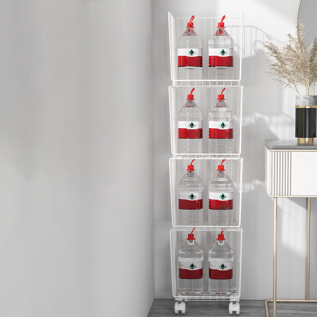 Modern Style Bookshelf Closed Back Metal Bookcase with Caster Wheels for Home Use