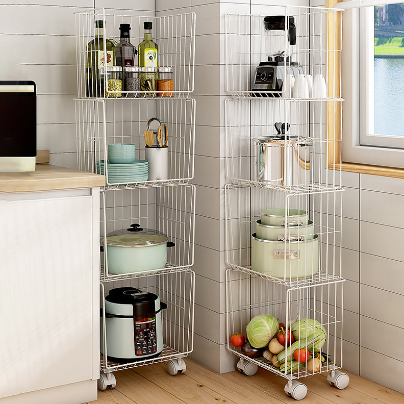 Modern Style Bookshelf Closed Back Metal Bookcase with Caster Wheels for Home Use