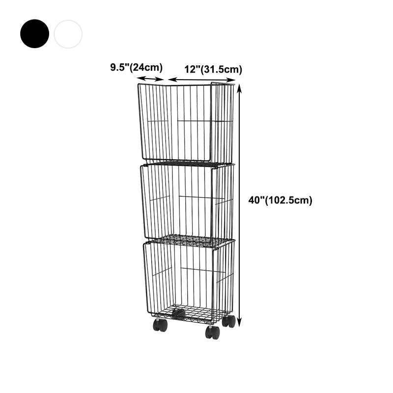 Modern Style Bookshelf Closed Back Metal Bookcase with Caster Wheels for Home Use