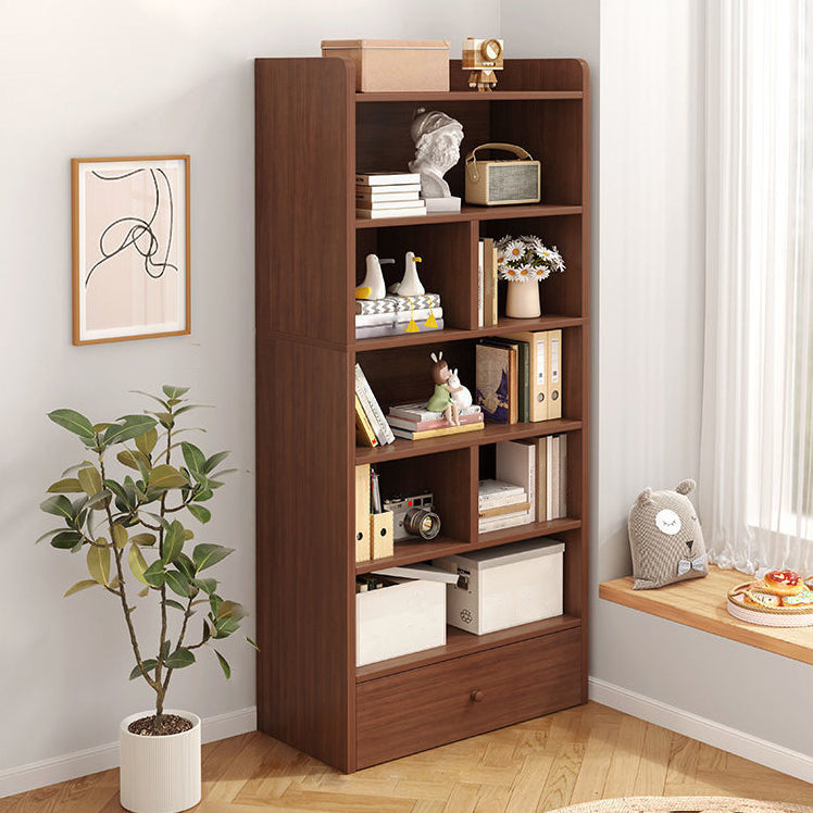 Wooden Closed Back Bookcase Modern Standard Bookshelf for Home