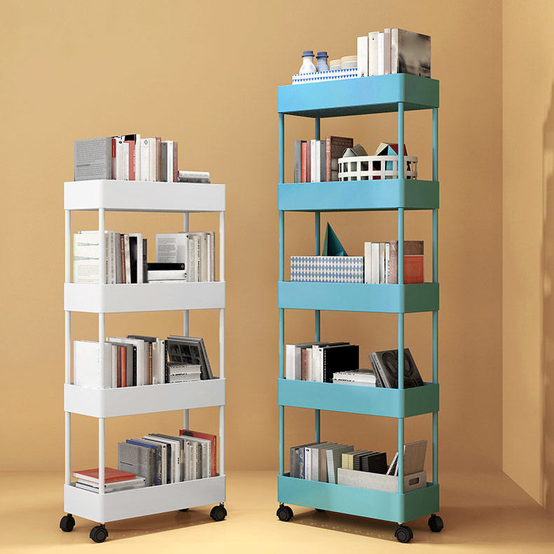 Contemporary Style Plastic Bookcase Wheel Bookshelf for Home Office