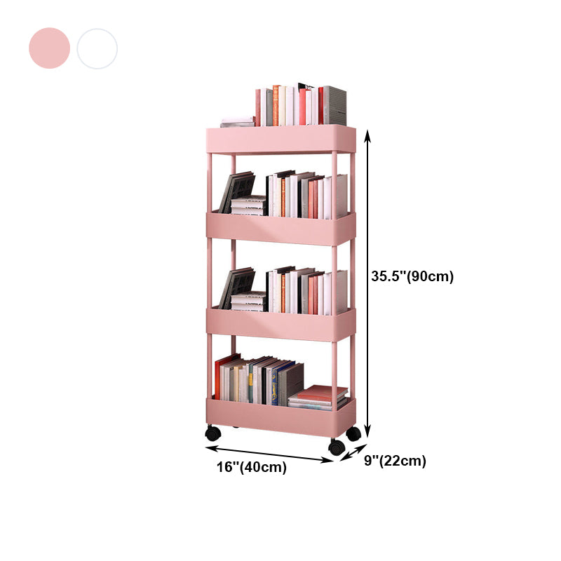 Contemporary Style Plastic Bookcase Wheel Bookshelf for Home Office