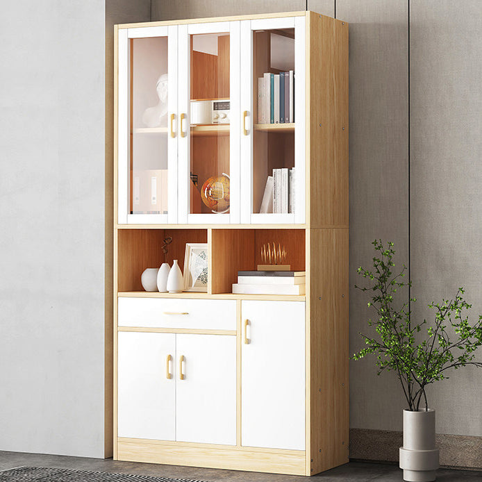 Contemporary Shelf Bookcase with Doors Vertical Bookshelf for Study Room