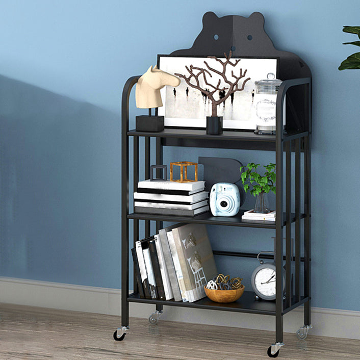 Modern Style Bookshelf Open Back Metal Bookcase with Caster Wheels