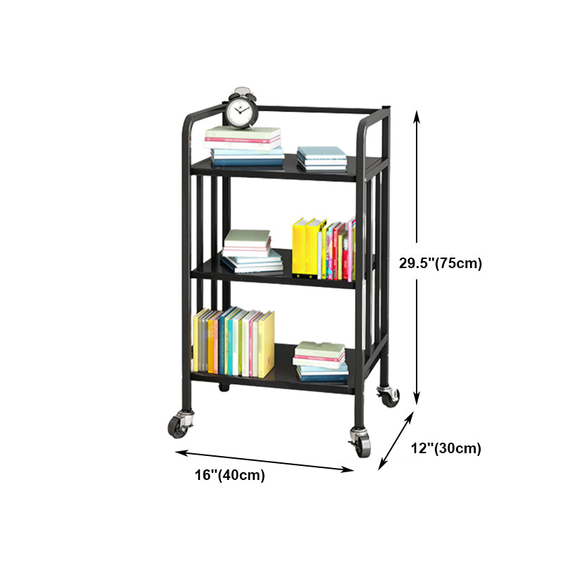 Modern Style Bookshelf Open Back Metal Bookcase with Caster Wheels