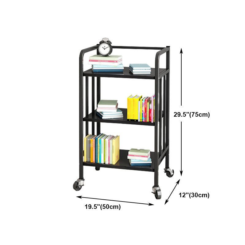Modern Style Bookshelf Open Back Metal Bookcase with Caster Wheels
