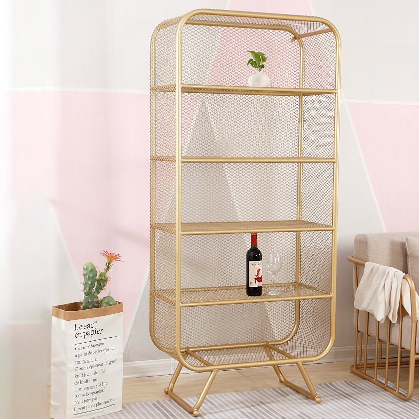 Modern Standard Bookcase Metal Bookshelf with Rectangle Shelves