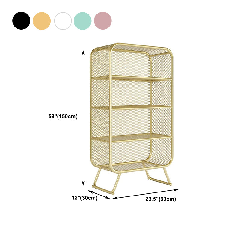 Modern Standard Bookcase Metal Bookshelf with Rectangle Shelves