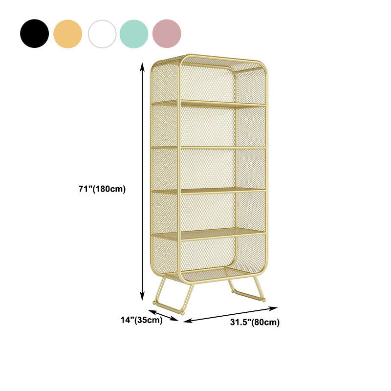 Modern Standard Bookcase Metal Bookshelf with Rectangle Shelves