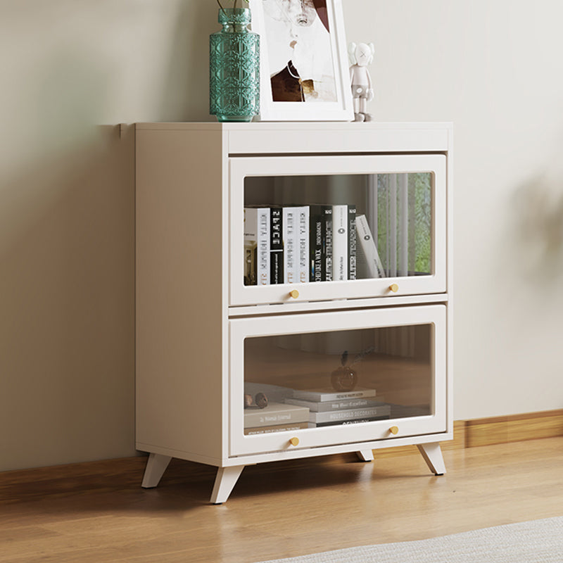 13"W Bookcase Contemporary Style White Bookshelf for Home Office with Doors