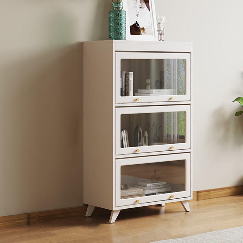 13"W Bookcase Contemporary Style White Bookshelf for Home Office with Doors