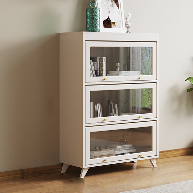 13"W Bookcase Contemporary Style White Bookshelf for Home Office with Doors