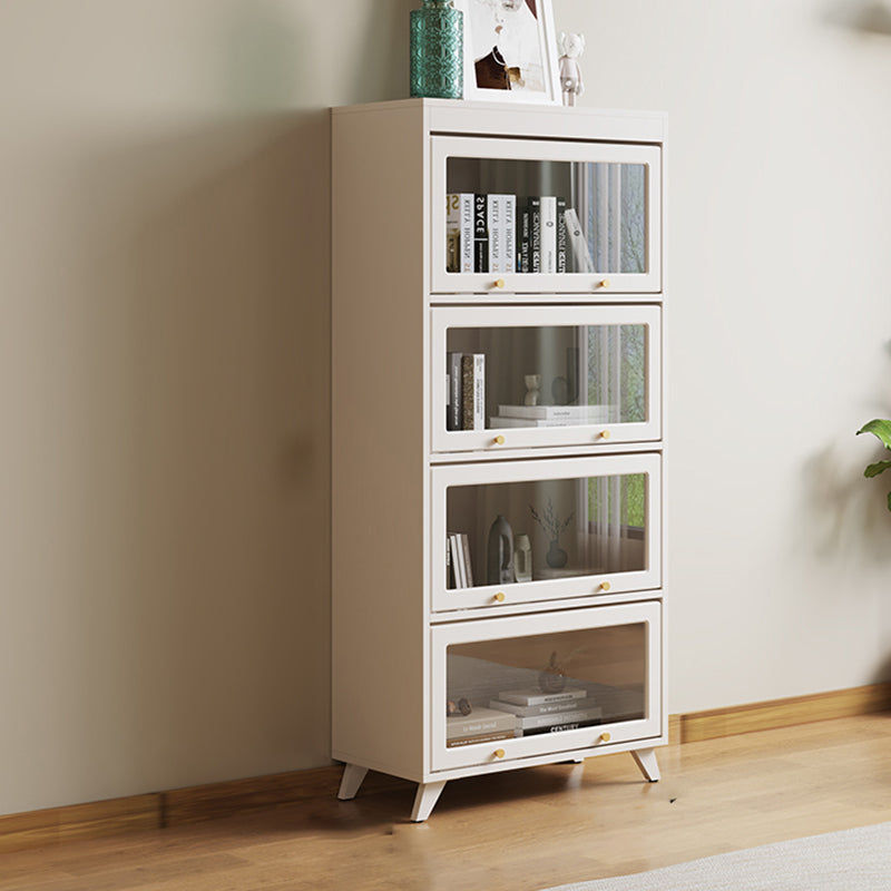 13"W Bookcase Contemporary Style White Bookshelf for Home Office with Doors