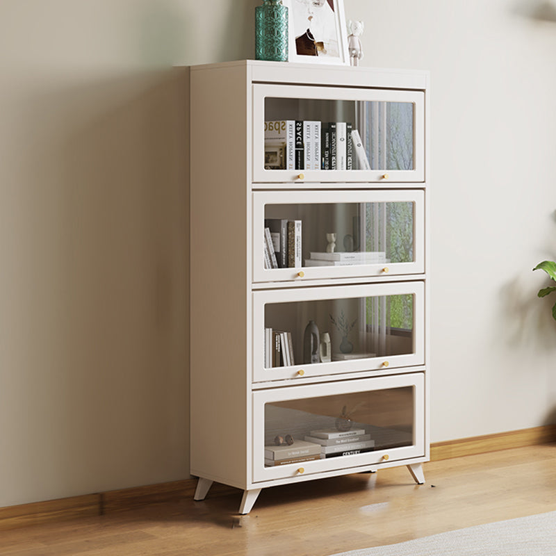 13"W Bookcase Contemporary Style White Bookshelf for Home Office with Doors