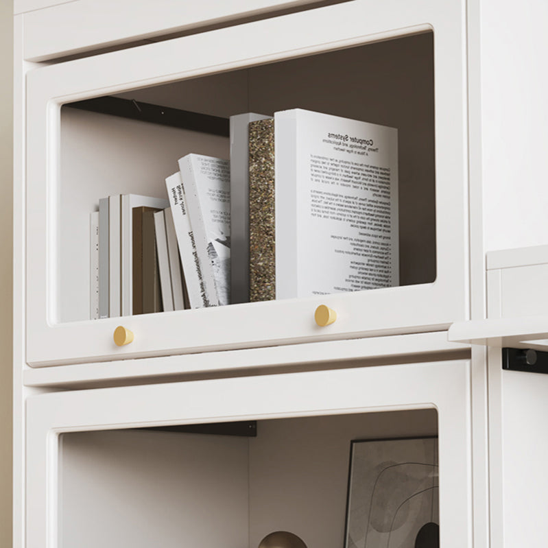 13"W Bookcase Contemporary Style White Bookshelf for Home Office with Doors