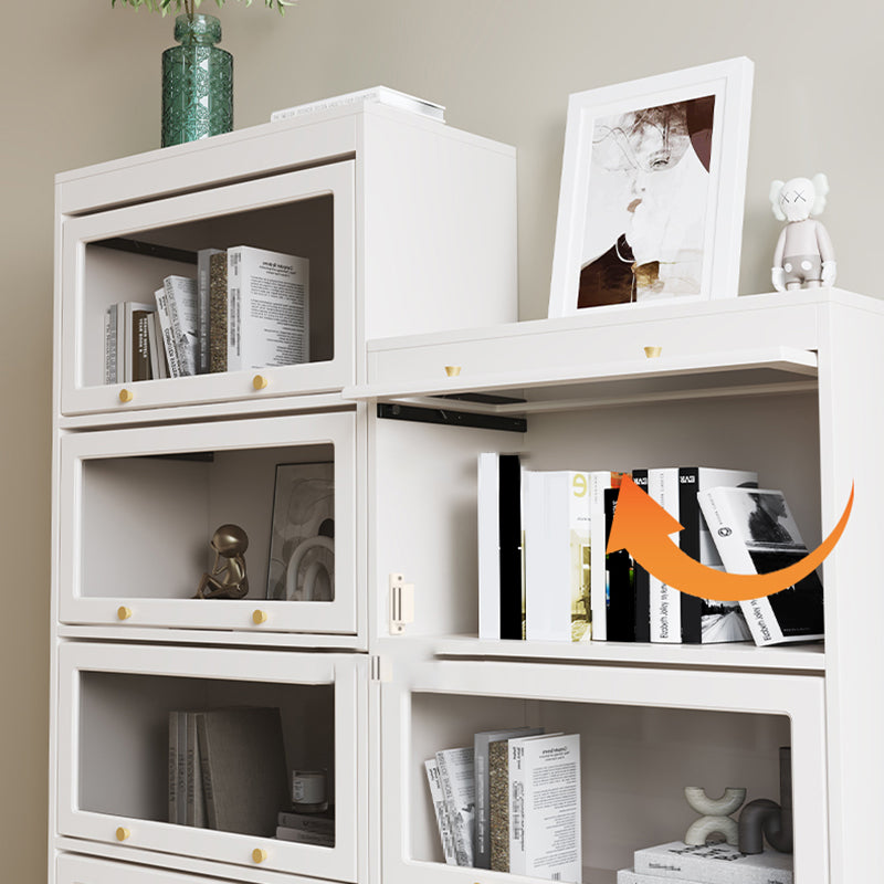 13"W Bookcase Contemporary Style White Bookshelf for Home Office with Doors