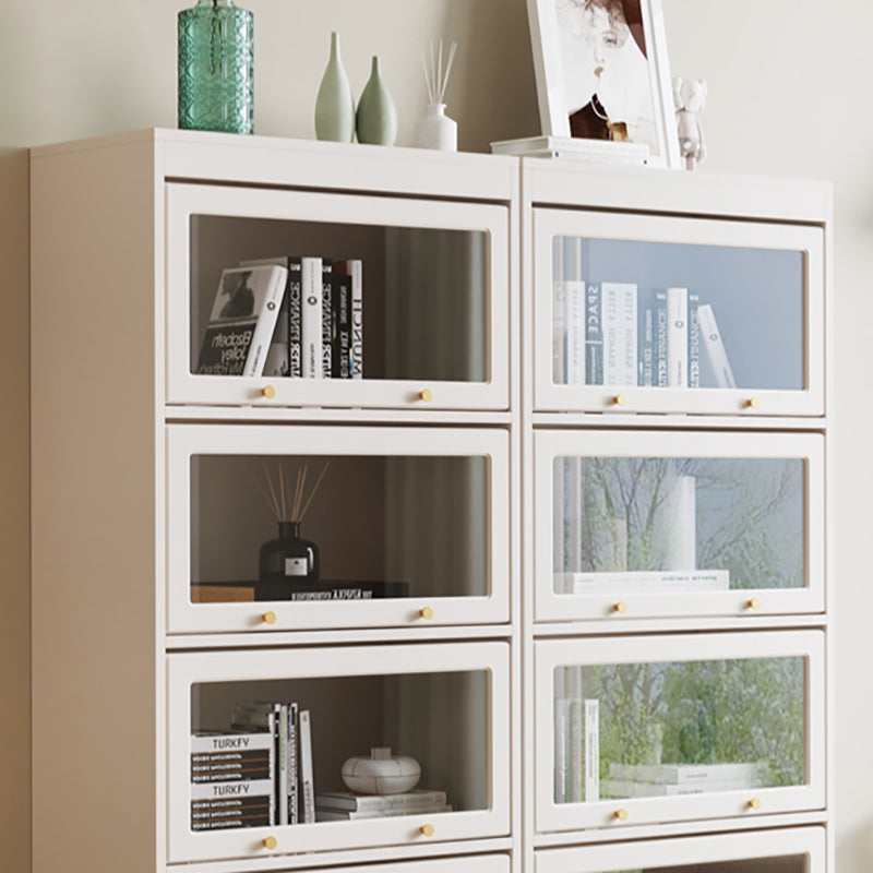13"W Bookcase Contemporary Style White Bookshelf for Home Office with Doors