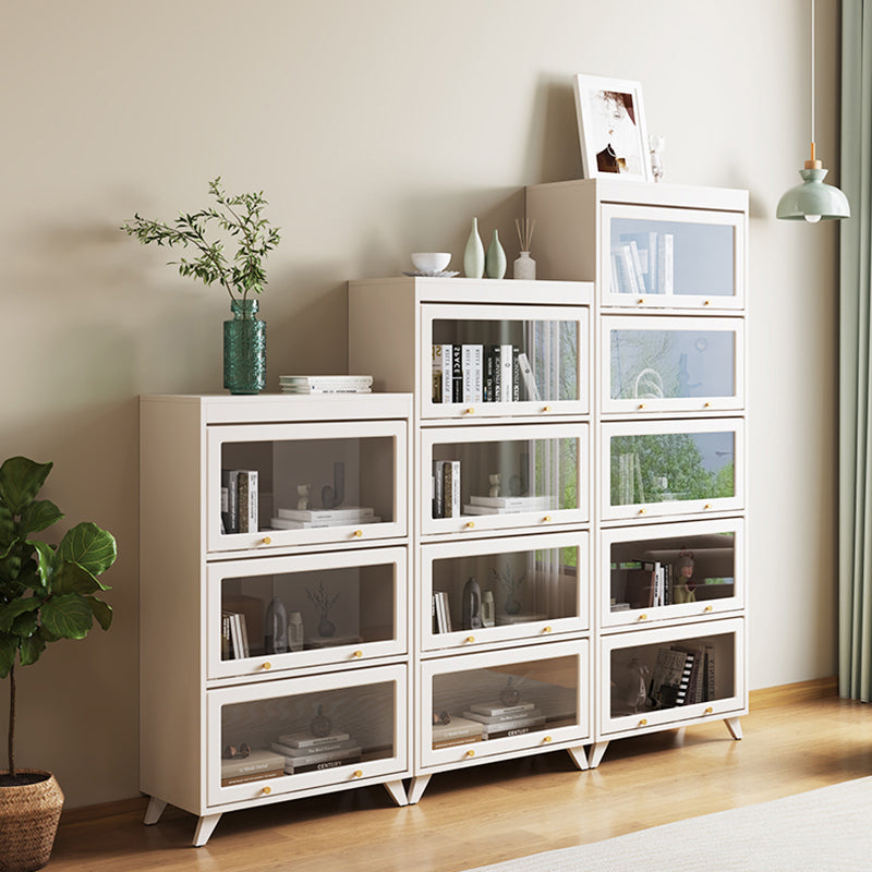 13"W Bookcase Contemporary Style White Bookshelf for Home Office with Doors