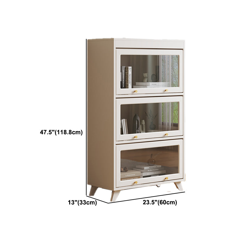 13"W Bookcase Contemporary Style White Bookshelf for Home Office with Doors