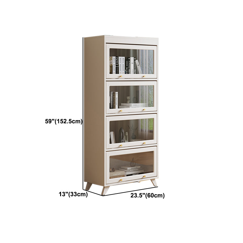 13"W Bookcase Contemporary Style White Bookshelf for Home Office with Doors