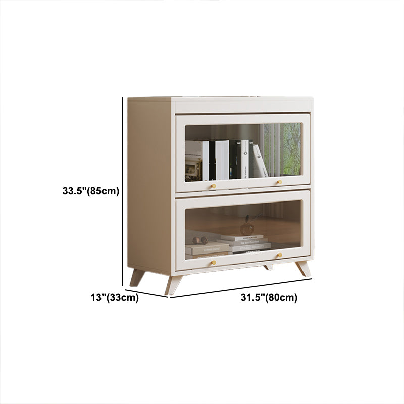 13"W Bookcase Contemporary Style White Bookshelf for Home Office with Doors