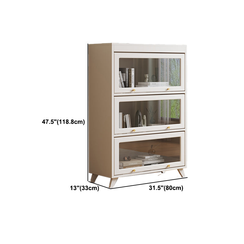 13"W Bookcase Contemporary Style White Bookshelf for Home Office with Doors